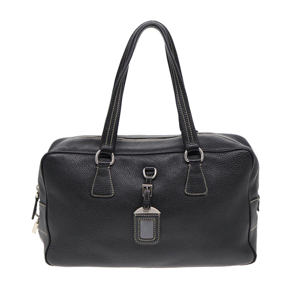 PRADA Tote Bag Leather Black Silver Auth bs16964 - Picture 2 of 16